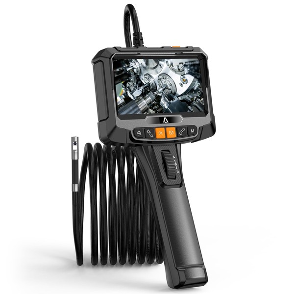 Single Lens Pipe Borescope, 5-inch Serpentine Video Screen with Illuminated