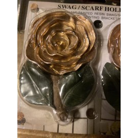 Carnation Home Fashions PAIR SPANISH ROSE HAND-PAINTED RESIN SWAG/SCARF HOLDERS Original Packaging