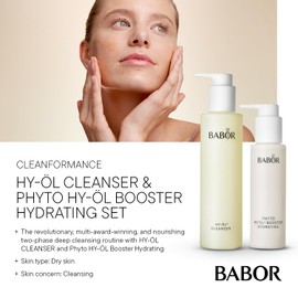 BABOR BABOR HY-OL Cleanser & Phyto HY-OL Booster Hydrating Set, Double Cleansing, Oil Cleanser and Makeup Remover Oil for Dull, Dry Skin