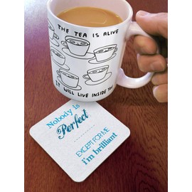 Brainbox Candy - Funny 'Nobody Is Perfect Coaster' - Small Gift Ideas For Him Her - Friends Birthday - Housewarming Present - New Home Gift - Funny Gifts For Women Men