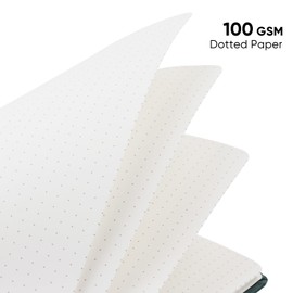 Wiisdatek Spiral Dot Grid Notebook, Bullet Dotted Journal Notebook with 100gsm Thick Dotted Paper, Medium 5.75'' × 8.38'', Double-Wire, Hardcover, Inner Pocket(Pink)