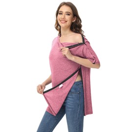 HIBOCT Post Shoulder Surgery Shirts Women After Rotator Cuff Clothes Chemo Port Access Adaptive Hospital Growns for Women