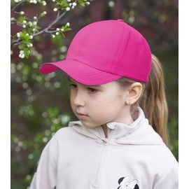 BAOPLAYKIDS Kids Active Ponytail Hat, Ponytail Cap, Girls Baseball Hat with Ponytail Hole Opening, Cute Hats for Girl Ages 7-12 Years Hot Pink