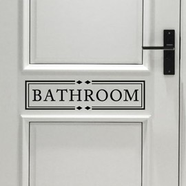 Bathroom Decal Bathroom Room Vinyl Sign Door Decal Wall Stickers Vinyl Decal Bathroom Stickers 15.5x3.8 inch (Bathroom, Black)