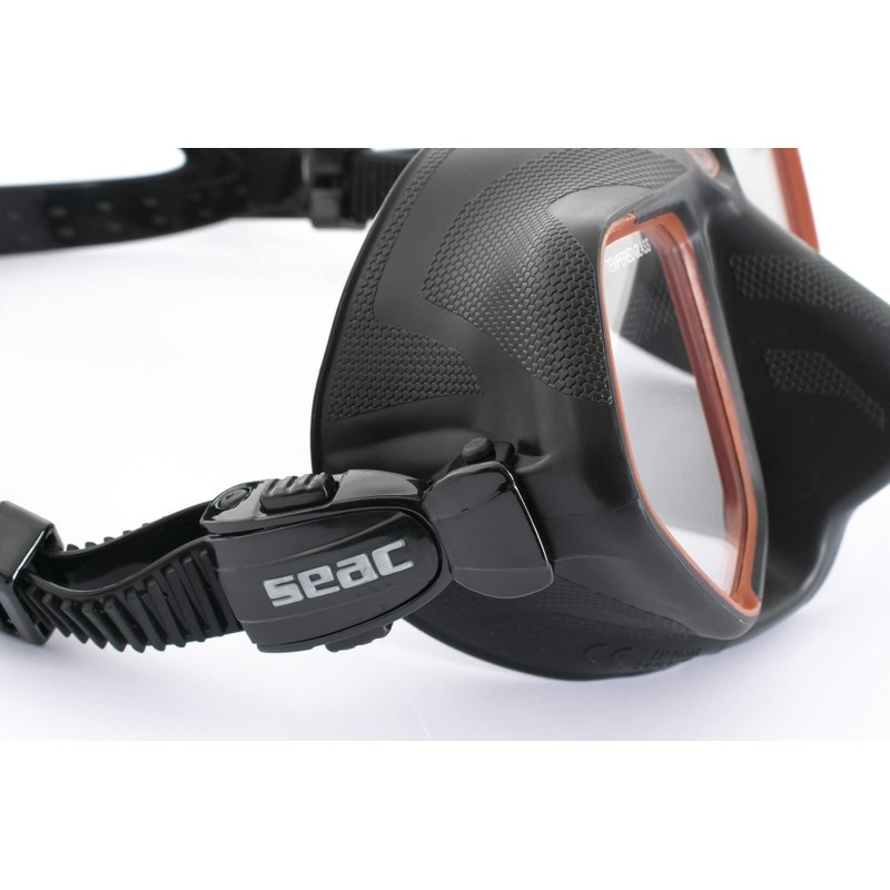 SEAC Unisex-Adult Raptor kleinvolumige Maske zum Freitauchen und Speerfischen, schwarz/rote,