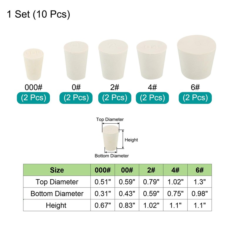 MECCANIXITY Rubber Tapered Plug 000# - 6# 5 Assorted Sizes