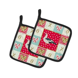 Caroline's Treasures CK5291PTHD Muscovy Duck Love Pair of Pot Holders, Red Kitchen Heat Resistant Pot Holders Sets Oven Hot Pads for Cooking Baking BBQ, 7 1/2 x 7 1/2