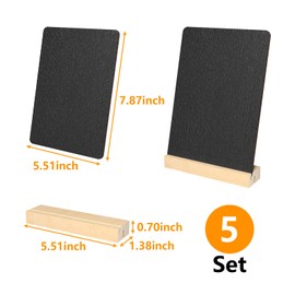 GWHOLE 5 Pack 7.9” x 5.5” Chalk Board, Small Chalkboard Signs with Wood Stand Mini Menu Chalk Board Signs for Tables Bar Menu Restaurant Supplies Farmers Market Display