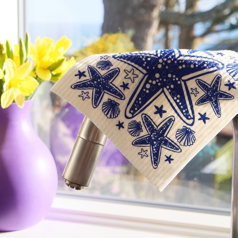 SeaKisses - Pack of 3 Swedish Dishcloths - Starfish, Coral,