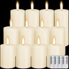 12 Pcs Ivory Flameless Candles Flat Top LED Candles with