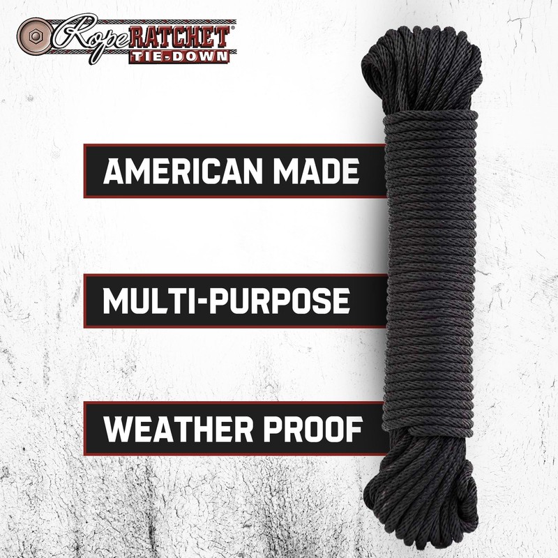 Rope Ratchet 1/8" 50 ft Braided Polyester Utility Cord, Weather