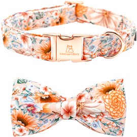 Lionheart glory Dog Collar Floral Dog Bow Collar for Female or Male Dogs Collar with Bow Adjustable Bowtie Collar for Small Dogs Pet Gift