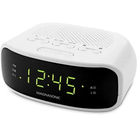 Magnasonic Digital AM/FM Clock Radio with Battery Backup, Dual Alarm, Sleep & Snooze Functions, Display Dimming Option,White (EAAC201)