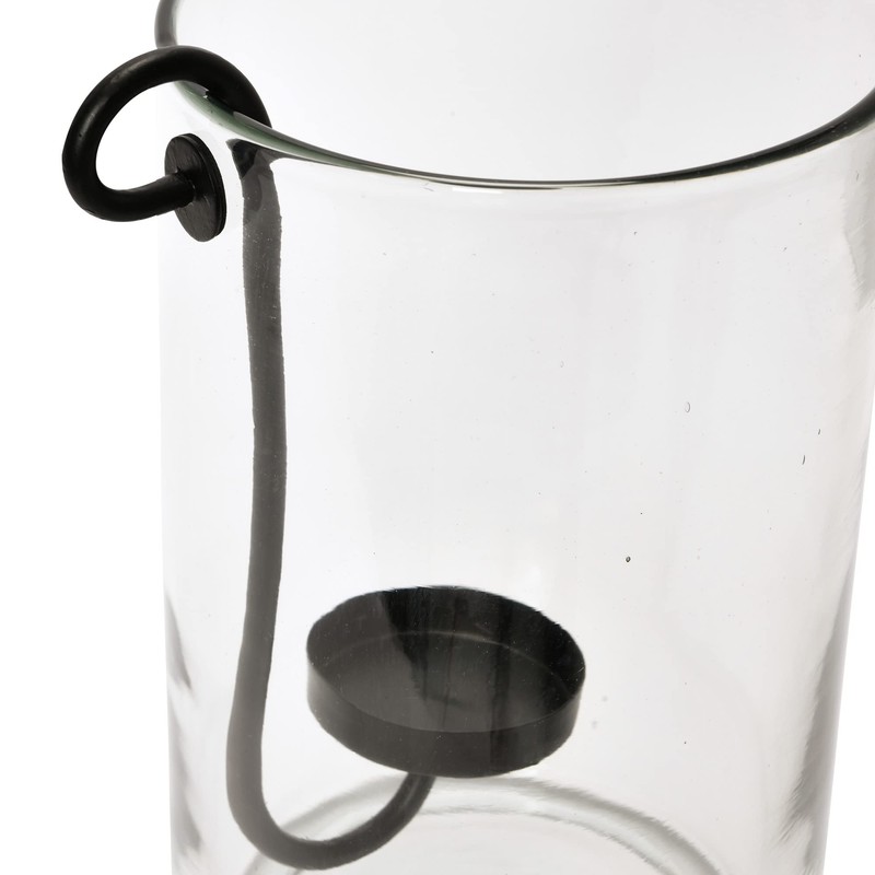 Creative Co-Op Glass Hurricane with Metal Candle Holder, Black, 12.5"