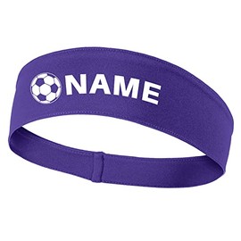 Soccer Name Printed Moisture Wicking Headbands - Purple