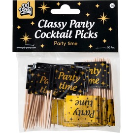 PD-Party 7031616 Cocktail Picks, Gold, Black