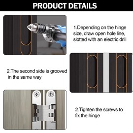 TINA.WIN 2 Packs of Concealed Hinges, Concealed Door Hinges for Access, Load, Cupboard, Folding Doors, etc., 60 kg Load Capacity, Zinc Alloy, Silver Metallic [Energy Efficiency Class A+]