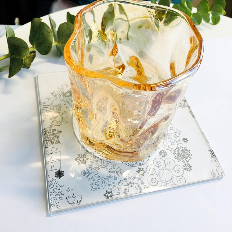 5 Pcs Clear Acrylic Coasters with Insert for Cocktail Napkins,