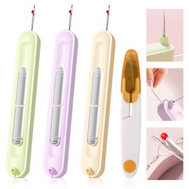 3 Stück Steckbarer Nadeleinfädler, Multifunktional 2 in 1 Nadeleinfädler Nahttrennwerkzeug mit Kleiner Schere Entferner Nadeleinfädelwerkzeug Geeignet zum Stricken,Basteln, Handnähen