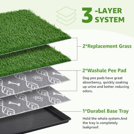 LOOBANI 47.6x29.2in Large Dog Litter Box with 2 Artificial Grass Patch + 2 Washable Pee Pads, Quickly Absorbency Portable Patio Potty for Balcony Apartment Use
