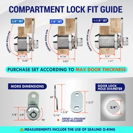 Latch.IT 7/8” RV Storage Locks | 2-Pack RV Compartment Locks | Utility Cam Lock | 100% Metal RV Locks for Storage Door on Camper or Trailer | Complete RV Cam Locks with 4 Keys from RV Lock Experts!