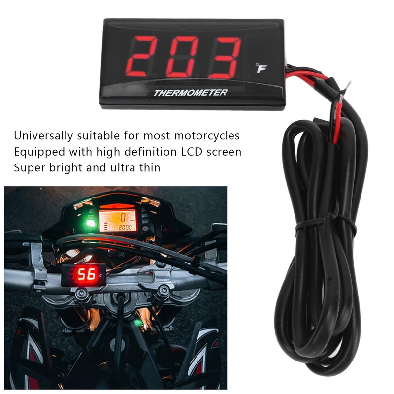 Motorcycle Digital Water Temperature Gauge Ultra Thin DC 12V LCD