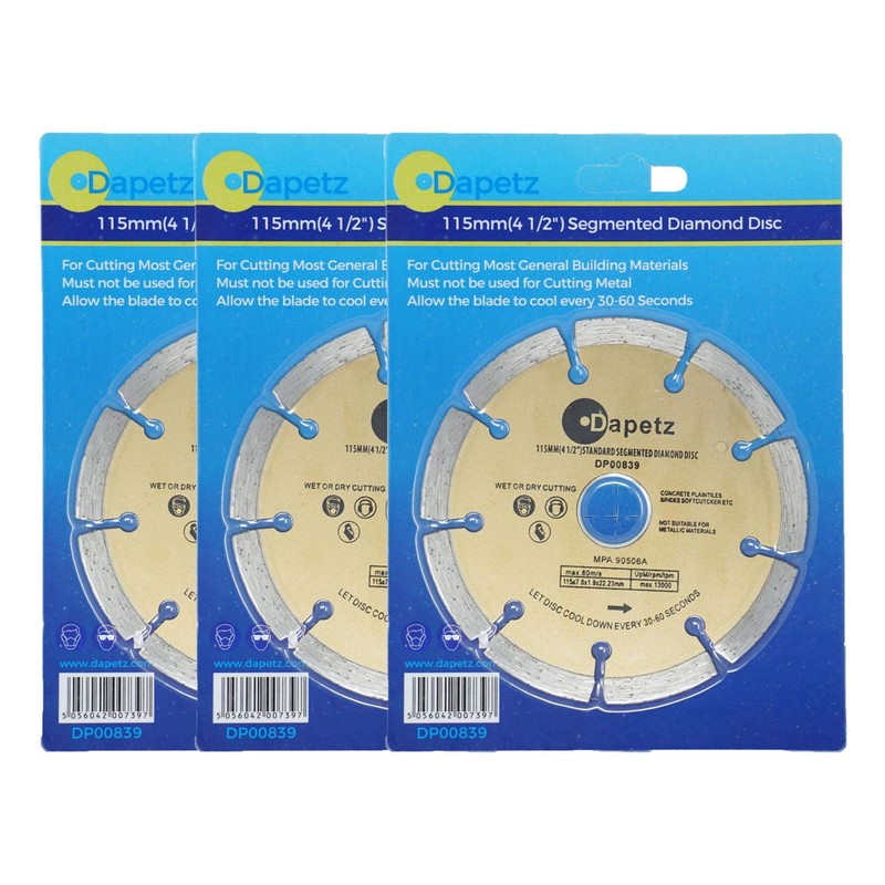 Dapetz ® 3 x Stone Cutting Disc 115mm 4.5" Diamond