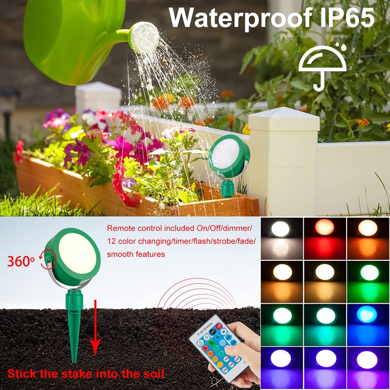 BIGMONAT Cordless Landscape Light Rechargeable, Color Changing Planter Spotlight Indoor