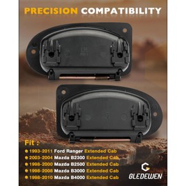 Interior Rear Door Handles, Compatible with 1993-2011 Ford Ranger, 1998-2000 M AZ DA, Only Fit Extended Cab Pickup, Rear Left Driver & Right Passgenger Side Door Handles (Pair), Replace# 80419, 80420