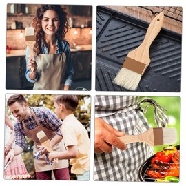 Sosoport 3pcs Food Grade Pig Bristle Oil Brush Versatile Kitchen Basting Brush for Baking BBQ Grilling Cooking Includes Easy to Clean