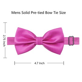 Alizeal Mens Solid Mini Squares Formal Banded Bow Ties (Hot Pink)