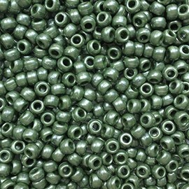 Leaf Green Pearl Crow Pony Beads Made in USA 6x9mm