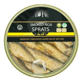 Grilled Catch Riga Sprats Sardines in Oil Product of Latvia 5.6 oz (6 pack) - Smoked Sprats in Olive Oil