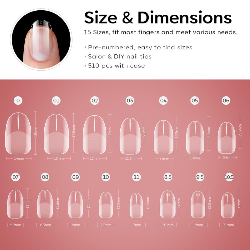 Modelones Nail Tips, 510 Pieces, Full Cover Nail Tips Set,