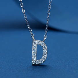 AINUOSHI Women's Necklace with Letters, 925 Sterling Silver Necklace Moissanite Pendant Letter A-Z, Jewellery Gift for Her Women Girlfriend Birthday, Metal Material, Moissanite