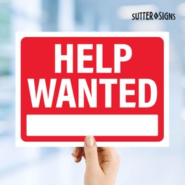 Help Wanted Signs 12x9, Plastic Signs for Businesses Now Hiring, Waterproof Plastic (Pack of 4)