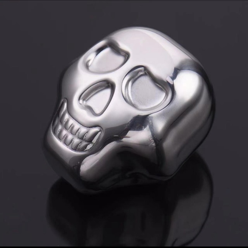 4 PCS Stainless Steel Skull Head Ice Cube with Silicone