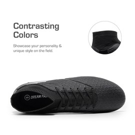 DREAM PAIRS Football Boots Men's Top Professional Training Shoes Professional Cleats Spikes Cleats Laces Football Shoes, black, 43 EU