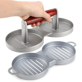 Tissting Non-Stick Double Burger Press, Aluminium Alloy Double Hamburger Patty Maker Meat Press for Beef, Pork, Home Shop, Kitchen Tools