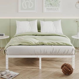 Cieemine 12 Inch White Full Size Bed Frame, Heavy Duty Bed Frame Full Size Mattress Foundation, No Box Spring Needed, Easy Assembly, Noise-Free
