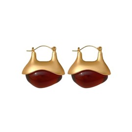 14k Gold Geometric Transparent Lucite Earrings For Women, Resin Drop See Through Hoops Earrings, Elegant Vintage Lucite Earrings, Large, Resin, No Gemstone