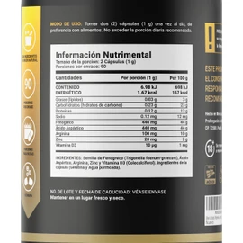 Mens T Vitaminas Para Hombre de 180 Cápsulas. Ingredientes naturales: Fenogreco, Ácido Aspártico, Arginina, Zinc y D3. Precursor Natural B Life.