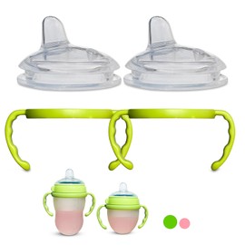 BelBeyo Tetinas Con Boquilla Y Asas Para Biberones Comotomo(Paquete De 2). Boquilla De Silicona Suave De Grado Alimenticio. Tetinas De Transición. Convierte El Biberón En Vaso Para Bebé. A Prueba De D