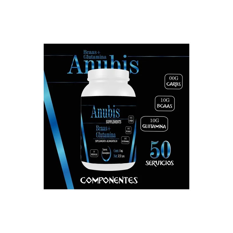 Aminoácidos Bcaas + Glutamina Anubis 1kg 100 Servicios