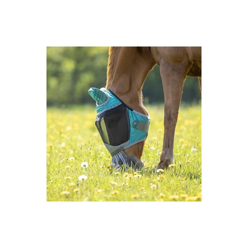 Deluxe Fly Mask with Nose Fringe (Full, Green)