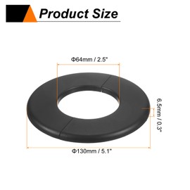 HARFINGTON 2pcs Wall Split Flange 64mm/2.5" Self-Adhesive Plumbing Cover Plates ABS Plastic Round Escutcheon Plate Buckle Design for Water Pipe Bathroom Kitchen Decoration, Black