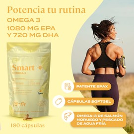 B-FIT B Omega 3 1800 mg Ácidos Grasos - 1080 mg EPA y 720 mg DHA - 180 Cápsulas de Omega-3 de Salmón Noruego y Pescado de Agua Fría - Patente EPAX - Cápsulas Softgel Inoloras
