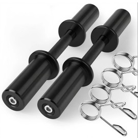 Pair of 16" Olympic Dumbbell Handles – Loadable Dumbbell Bars for 2" Olympic Weight Plates (150LBS Weight Capacity), Ideal for Home Gym Strength Training – Includes 2 Pairs of Spring Collars