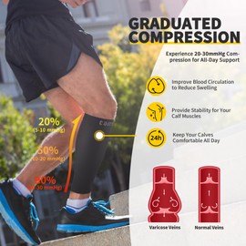 CAMBIVO Calf Compression Sleeve for Women & Men - 20-30mmHg Footless Compression Socks Support for Shin Splint Relief, Leg Cramps, Varicose Vein, Leg Sleeve for Running, Travel, Nursing