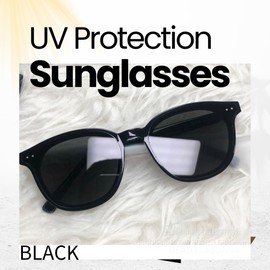 BEAU LLASSANA Sunglasses, Date Glasses, Small Face, UV Rays, Round Glasses, Black Rim Glasses, Lightweight Sunglasses, Fashion, Black